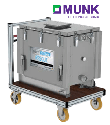 Sicherheitsbox von Munk für den Transport von HV Batterien
