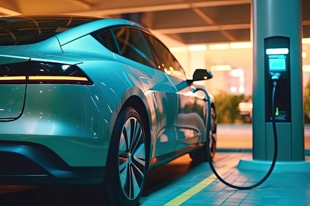 E-Auto lädt - Batterie Entsorgung