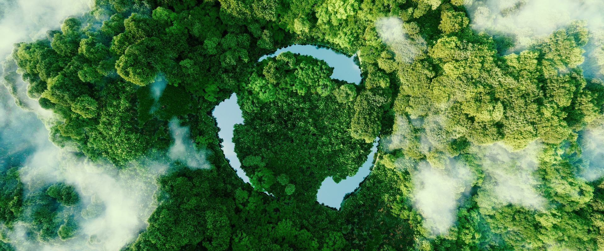 Recycling-Symbol inmitten eines wunderschönen, unberührten Dschungels.